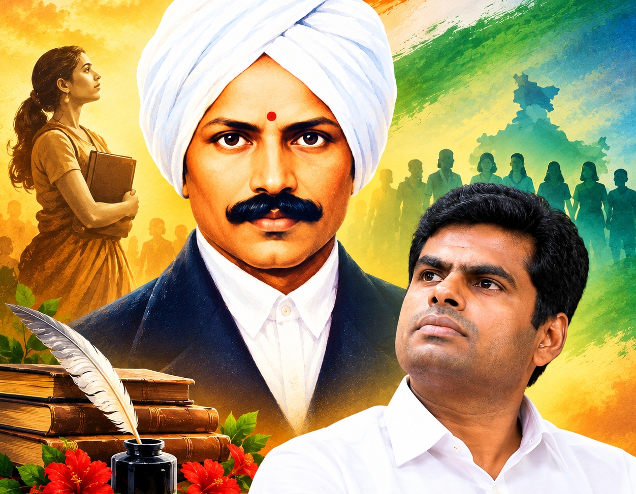 சமூக மாற்றத்திற்கான போர்க்கருவியாக கவிதைகளைப் பயன்படுத்தியவர்!” மகாகவி பாரதியாரை நினைவுகூர்ந்த அண்ணாமலை